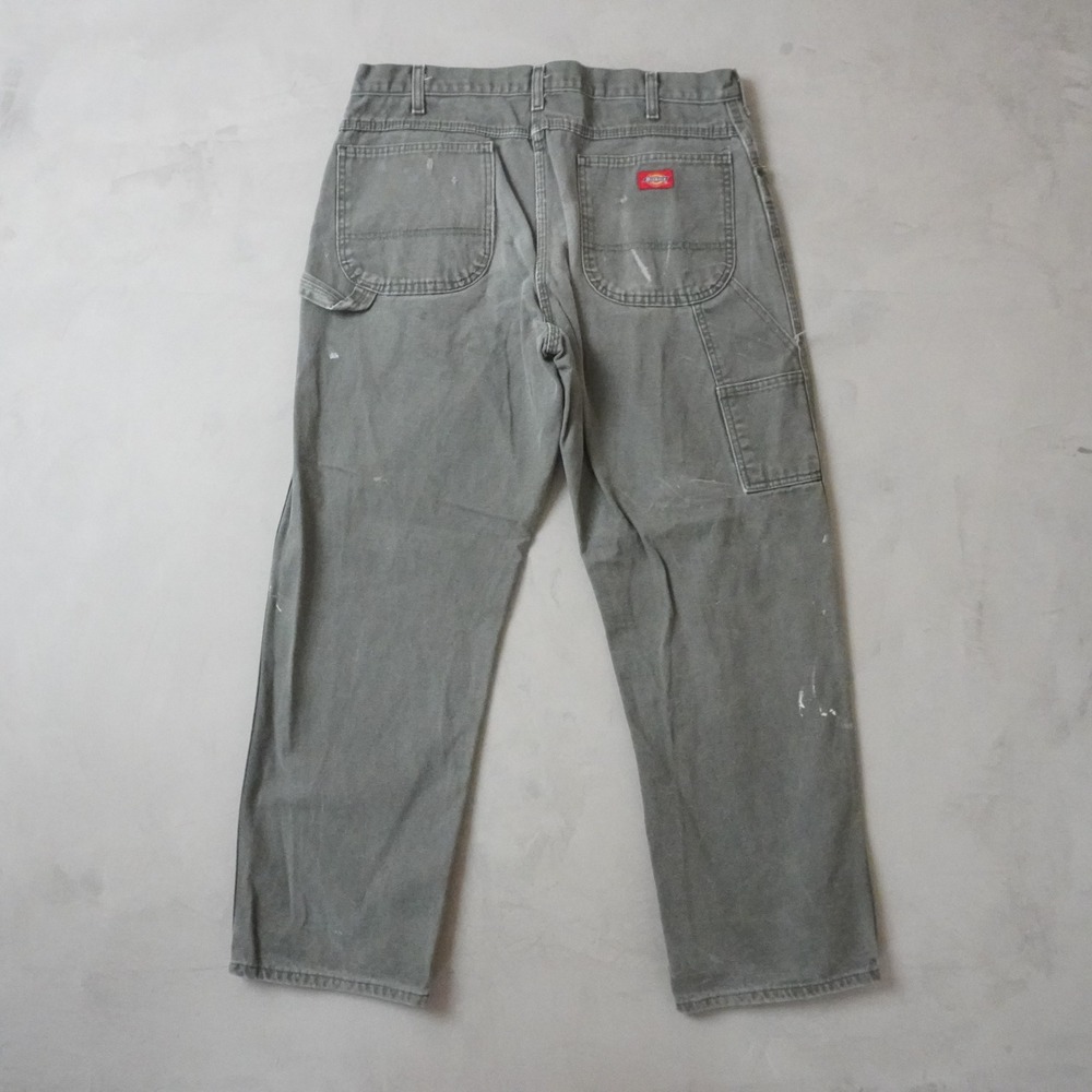 Dickies Carpenter Pants 36x30 Mens Grey Duck Canvas Paint Splatter Workwear 1939